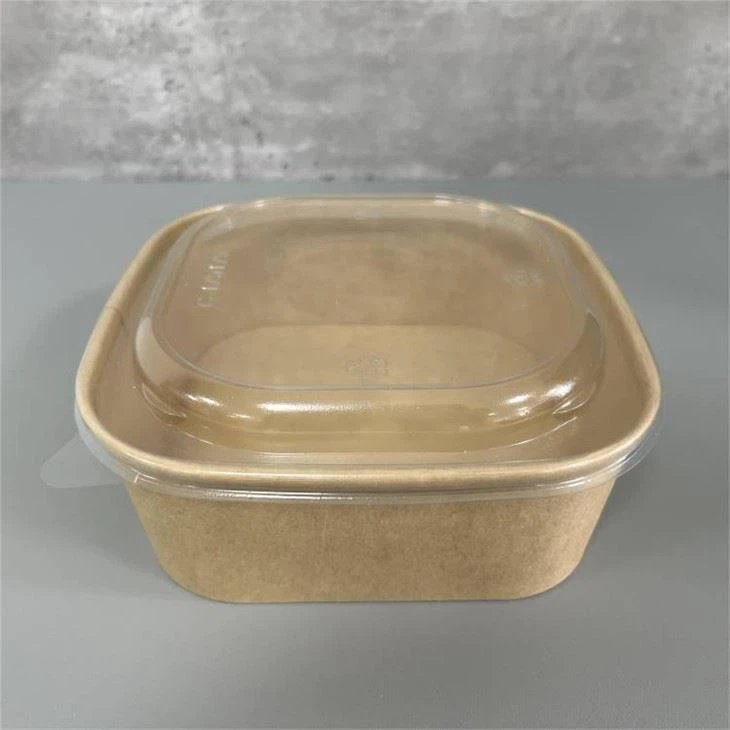 squre kraft salad bowl with lid